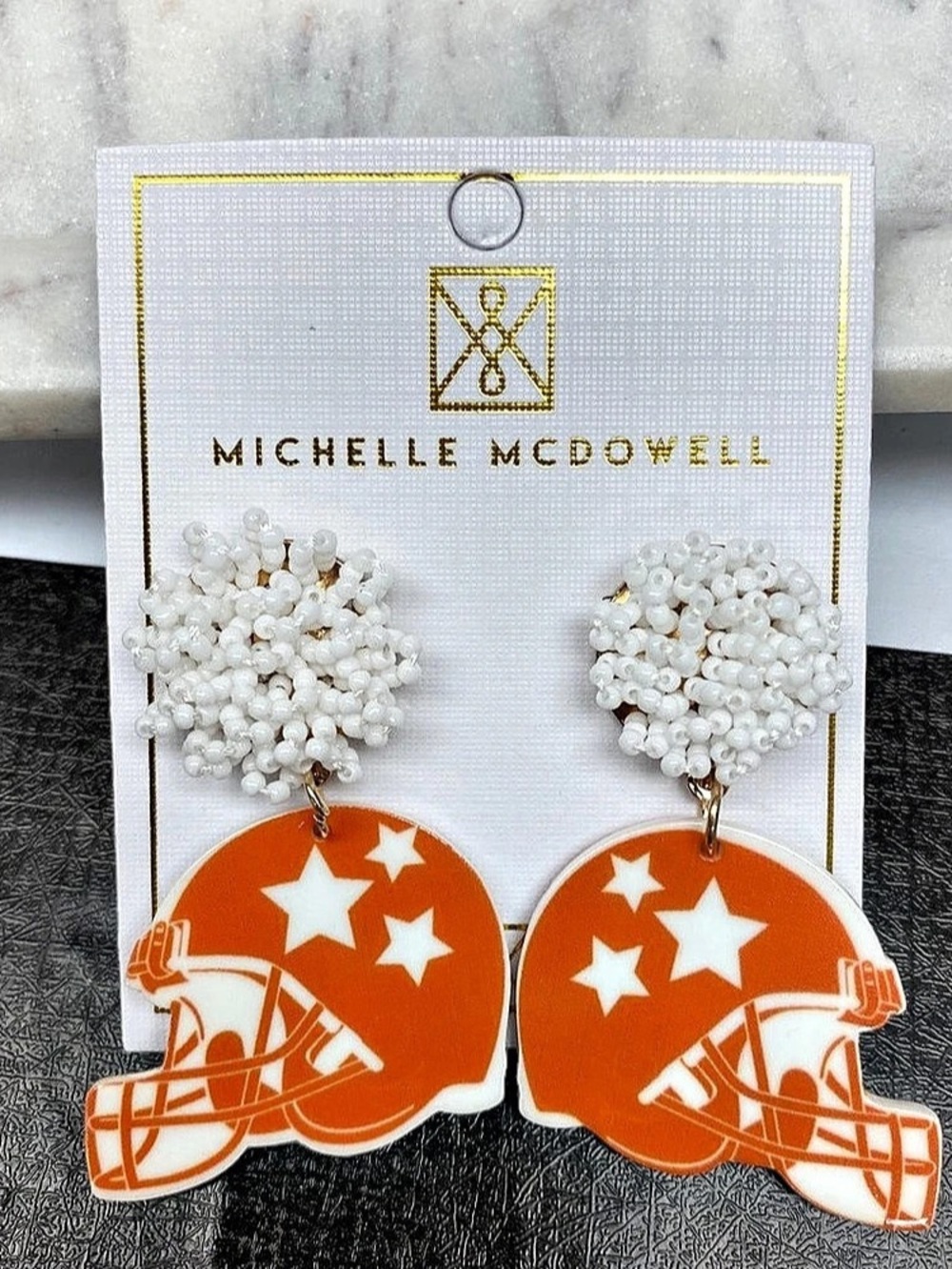 Michelle McDowell Game Day Football Helmet Earrings Football Helmet